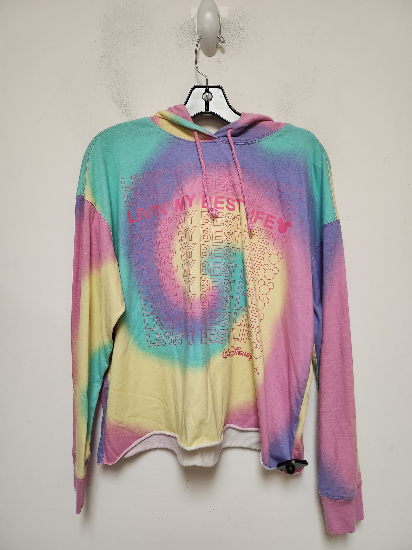 Top Long Sleeve By Walt Disney In Rainbow Print, Size: L