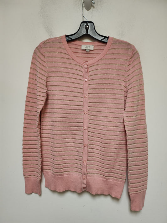 Sweater Cardigan By Loft In Striped Pattern, Size: M