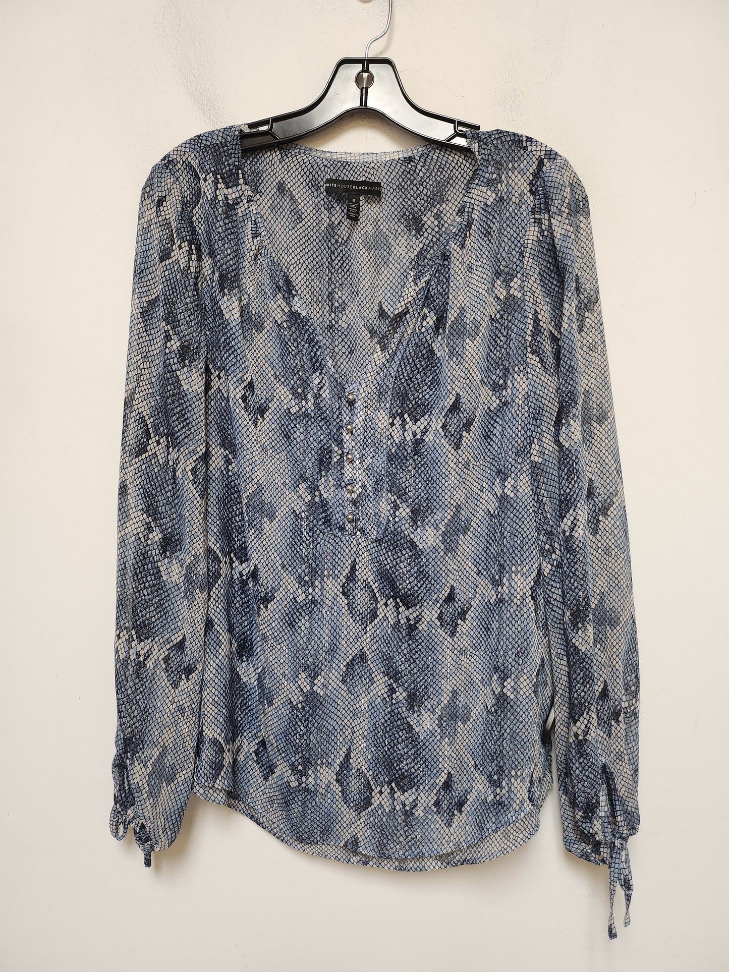 Top Long Sleeve Basic By White House Black Market In Snakeskin Print, Size: S