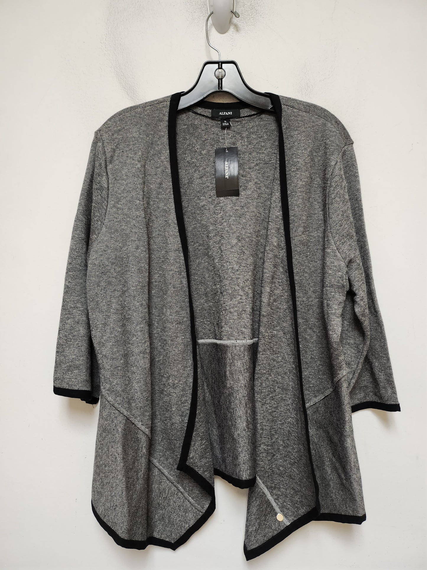 Sweater Cardigan By Alfani In Black & White, Size: Xl