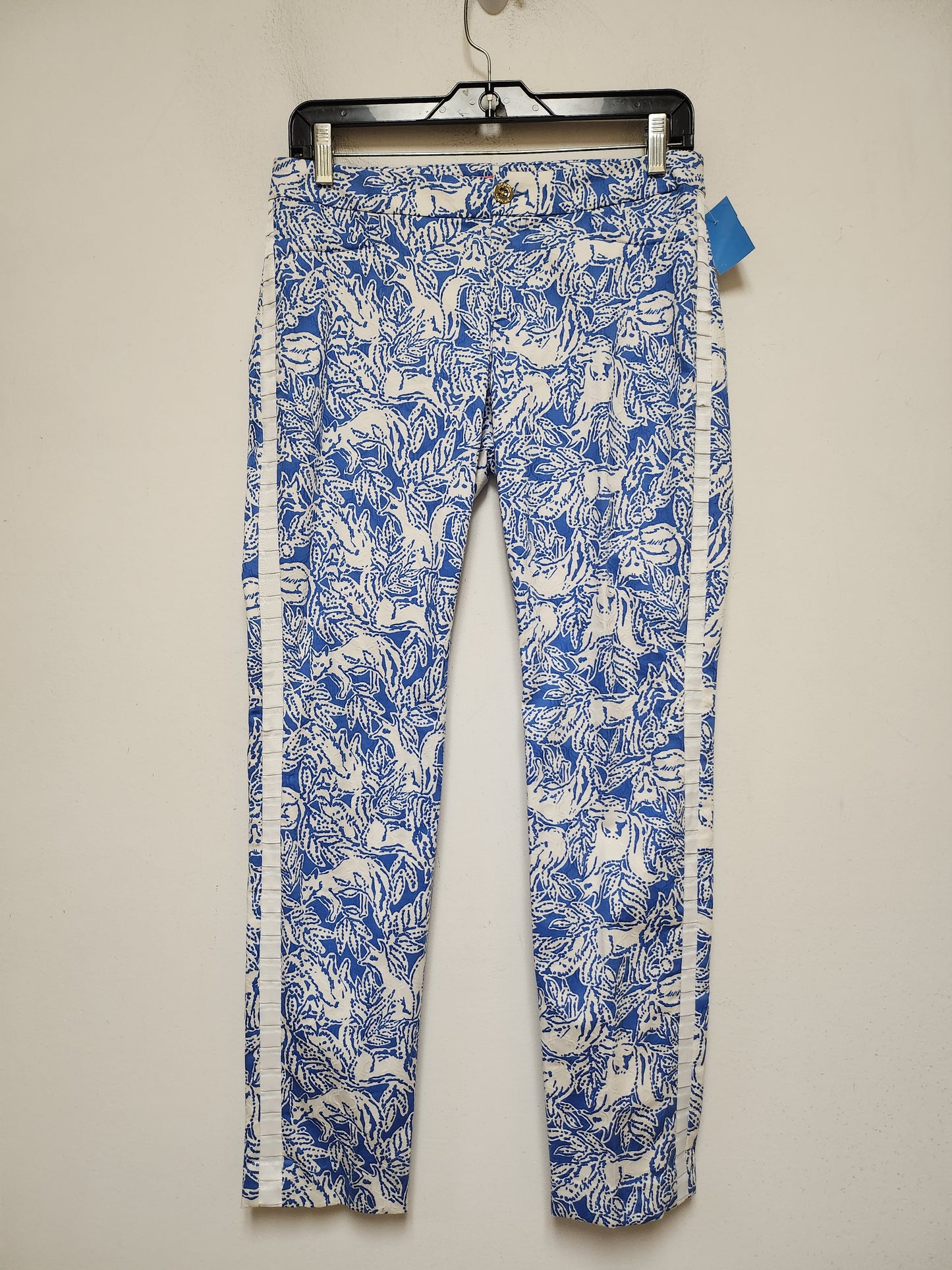 Pants Designer By Lilly Pulitzer In Blue & White, Size: 4