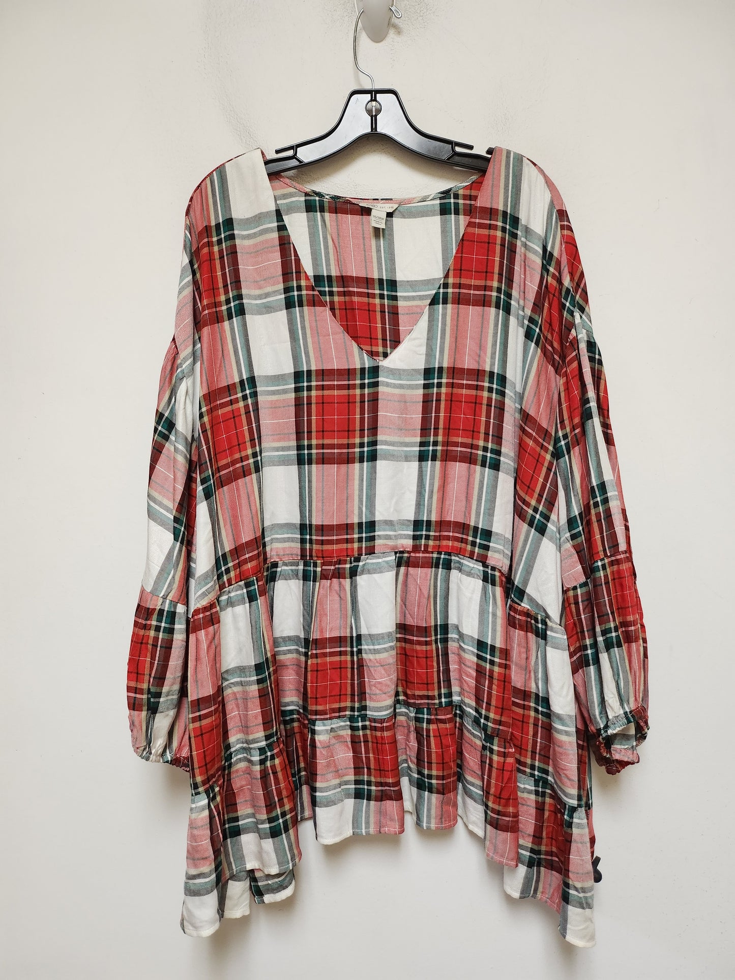 Top Long Sleeve By Cato In Plaid Pattern, Size: 3x