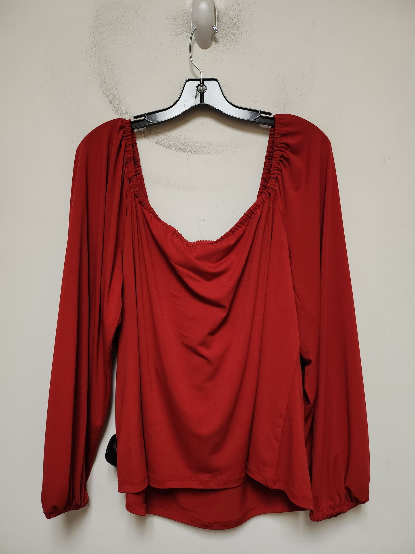 Top Long Sleeve By Eloquii In Red, Size: 2x