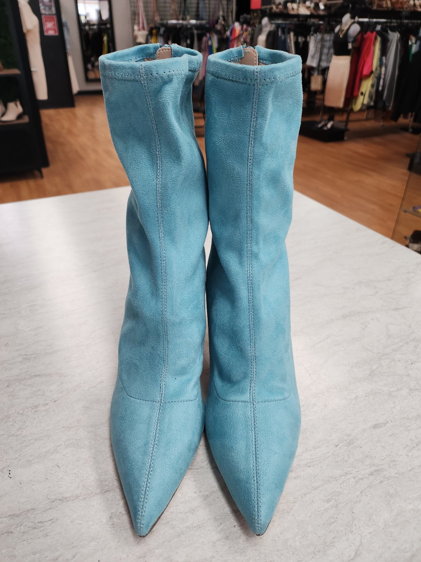 Boots Ankle Heels By Clothes Mentor In Aqua, Size: 10