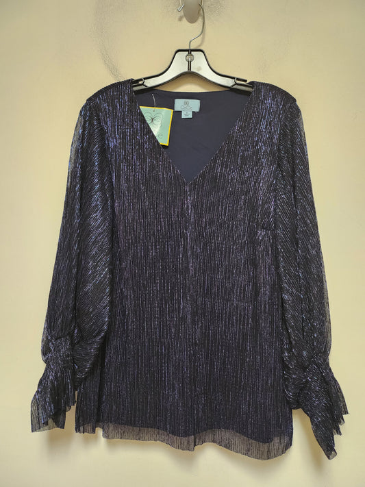 Top Long Sleeve By Cece In Blue, Size: M