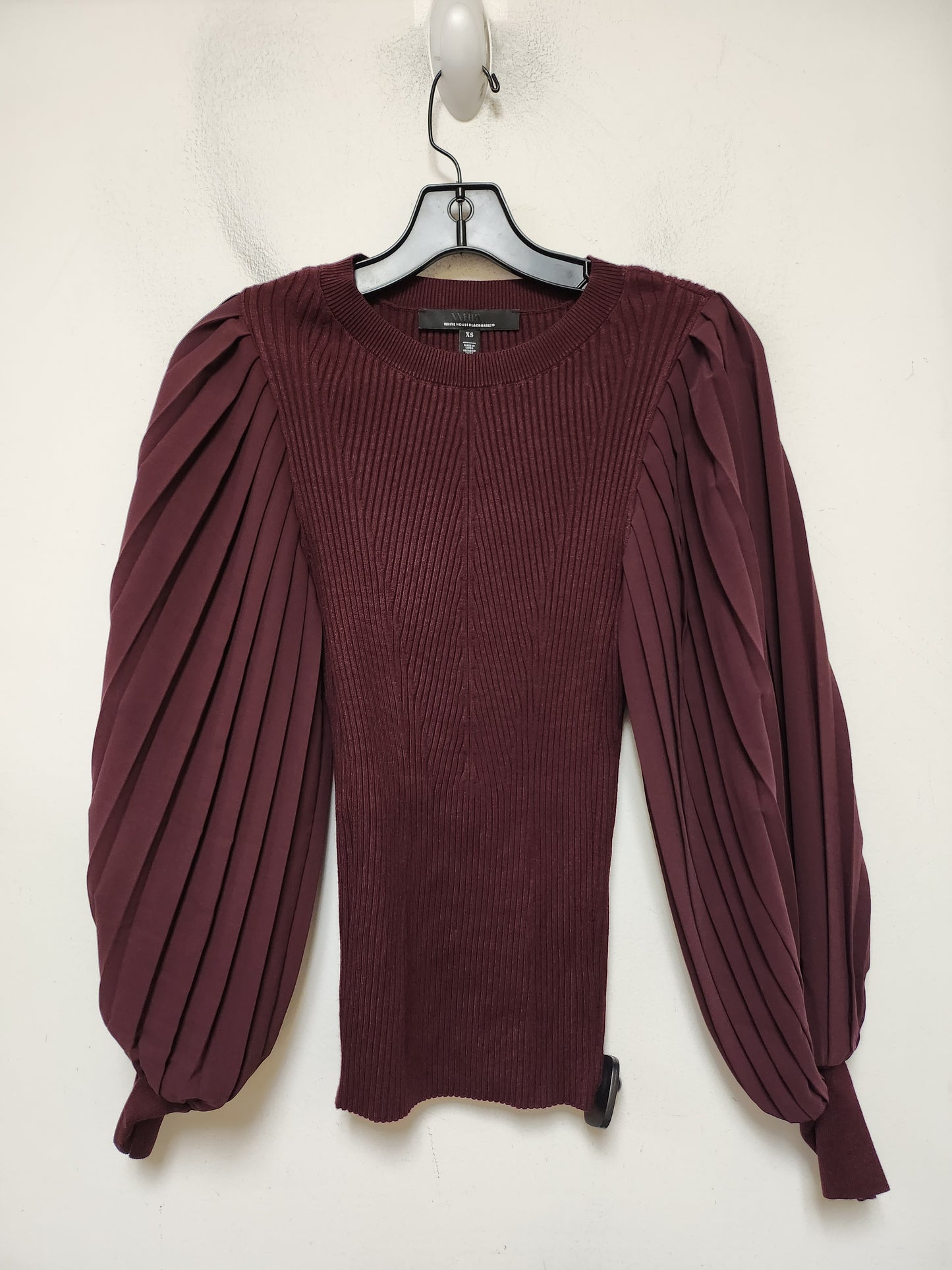 Top Long Sleeve By White House Black Market In Maroon, Size: Xs