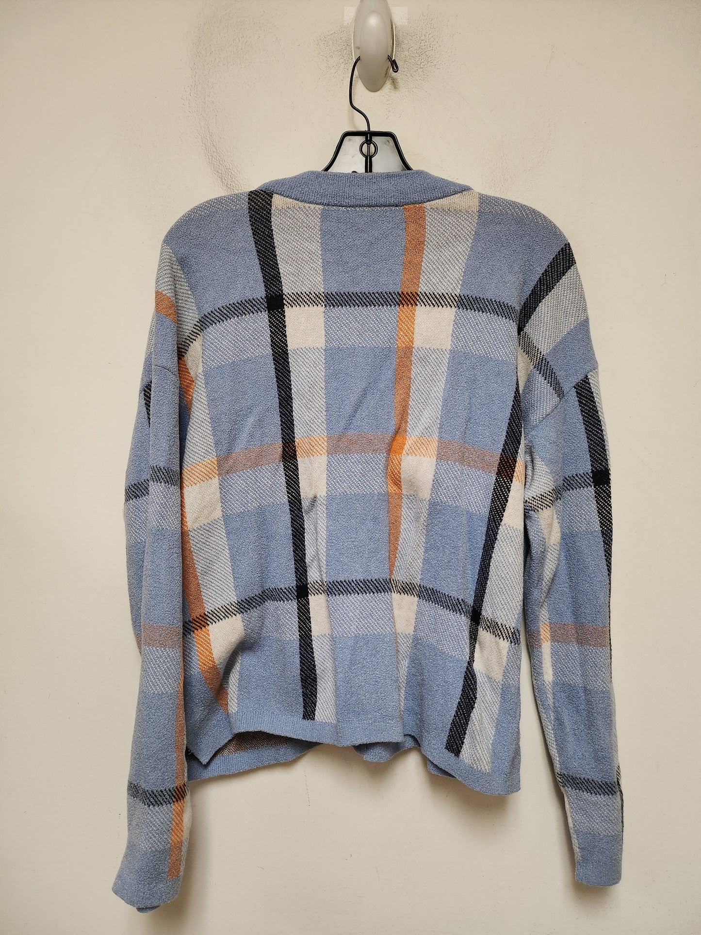 Sweater Cardigan By Ann Taylor In Plaid Pattern, Size: M