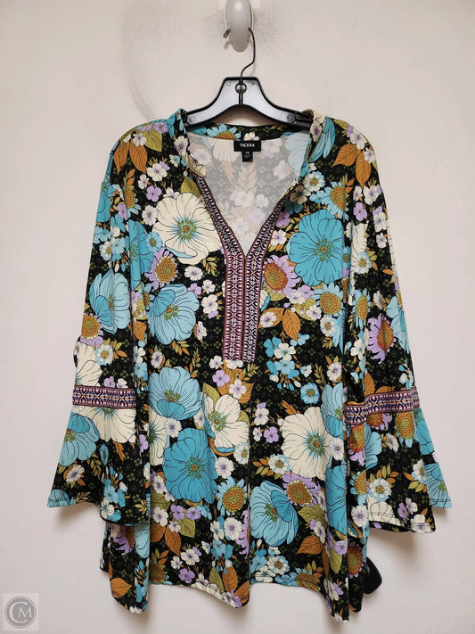 Top Short Sleeve By Tacera In Floral Print, Size: 3x