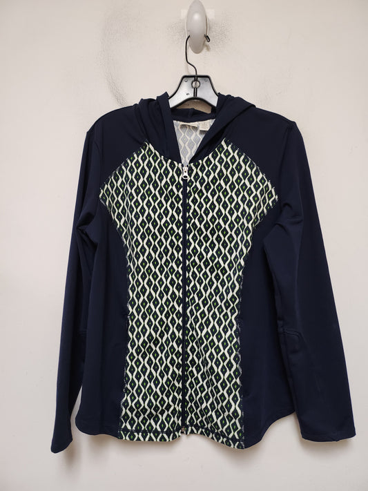 Athletic Jacket By Chicos In Blue & Green, Size: M