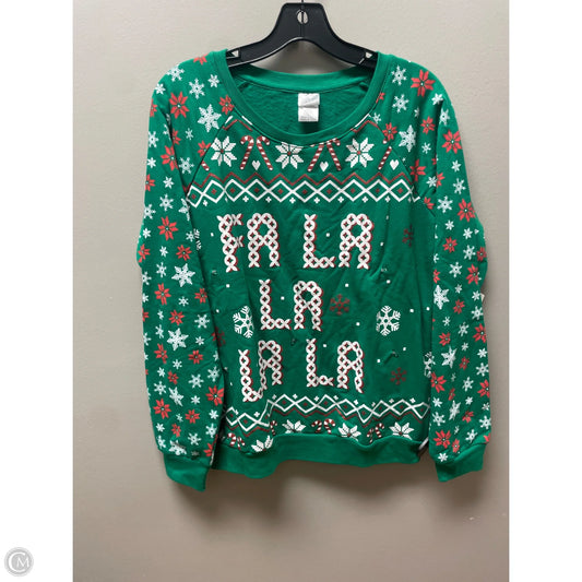 Sweatshirt Crewneck By Clothes Mentor In Green & White, Size: L