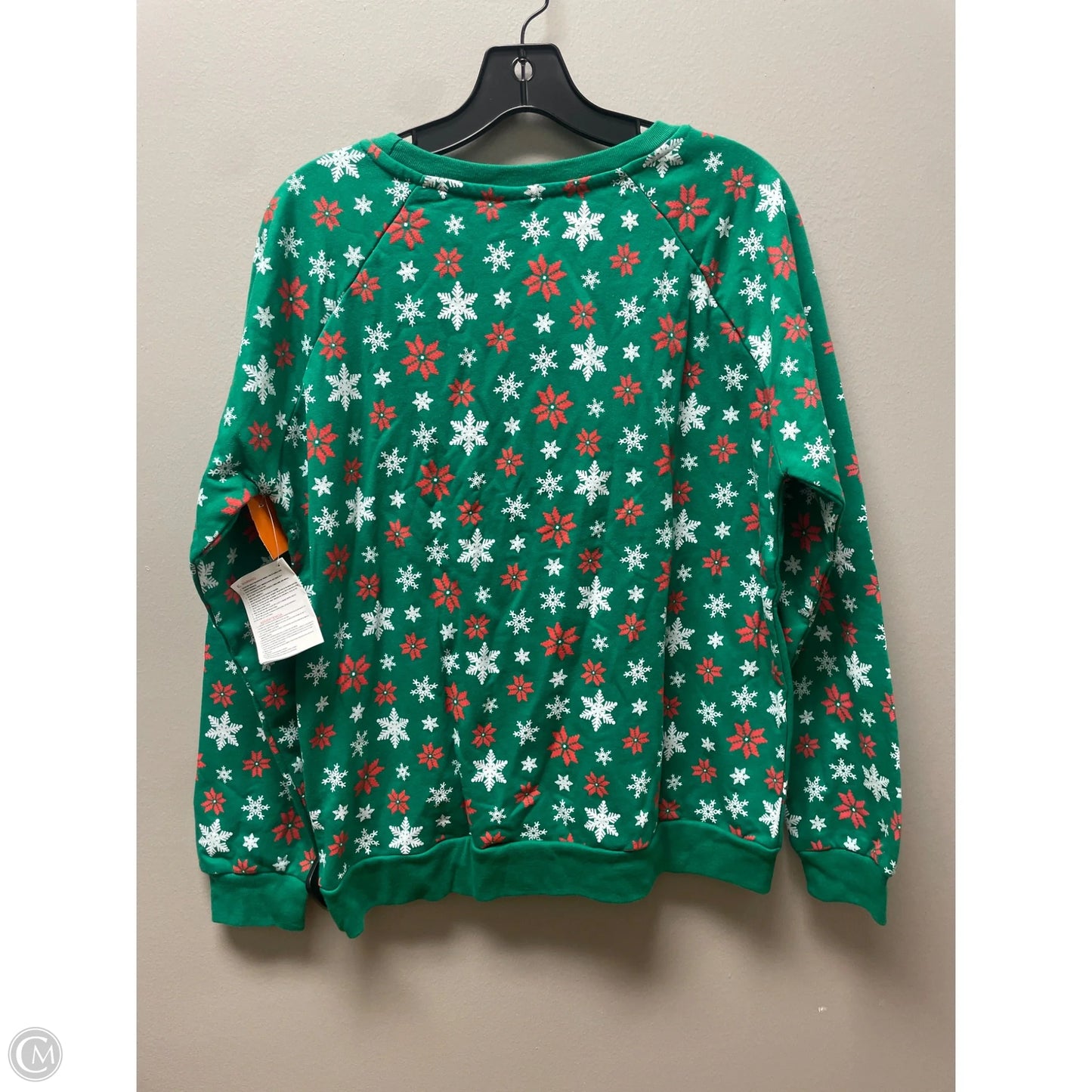 Sweatshirt Crewneck By Clothes Mentor In Green & White, Size: L