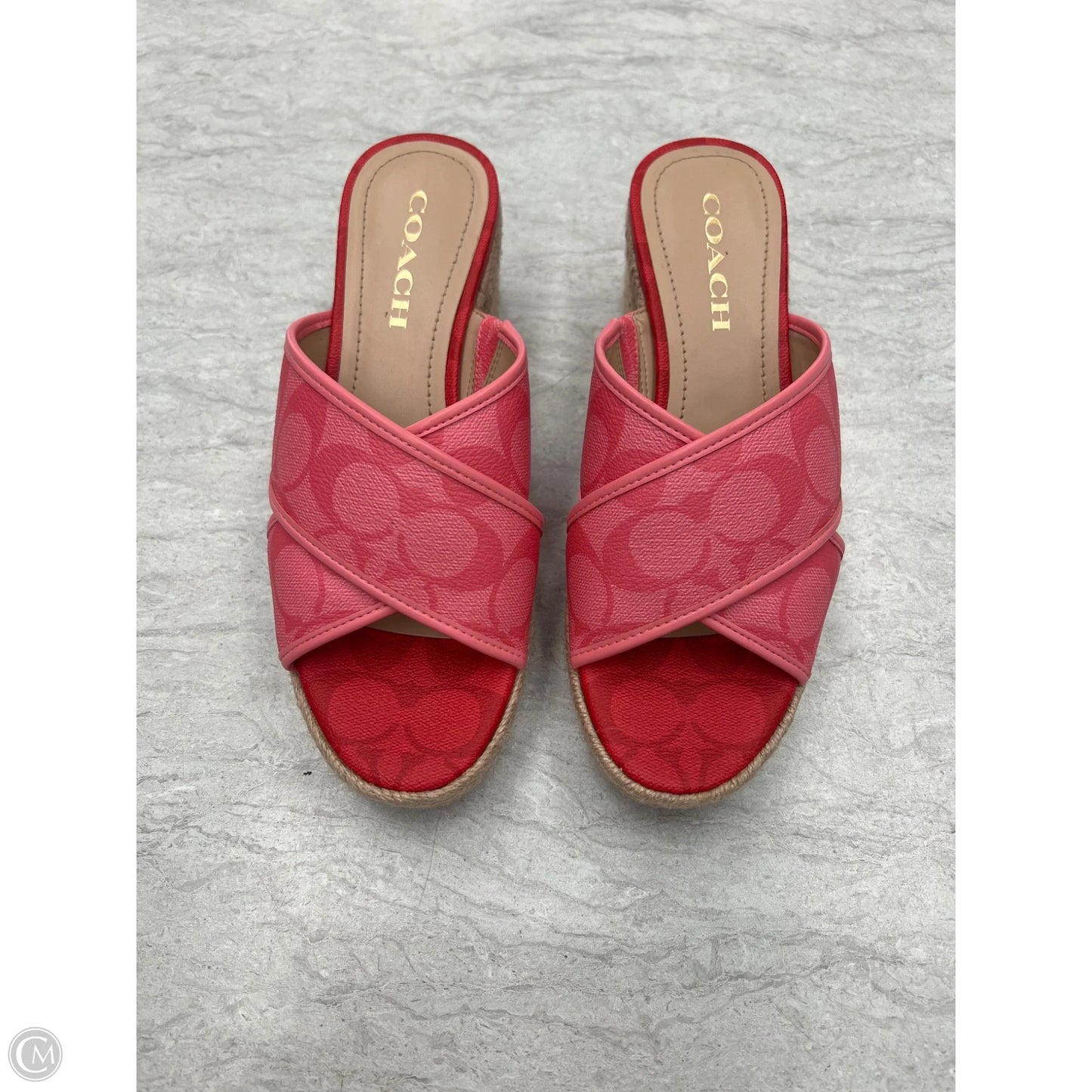 Sandals Designer By Coach In Pink & Red, Size: 7