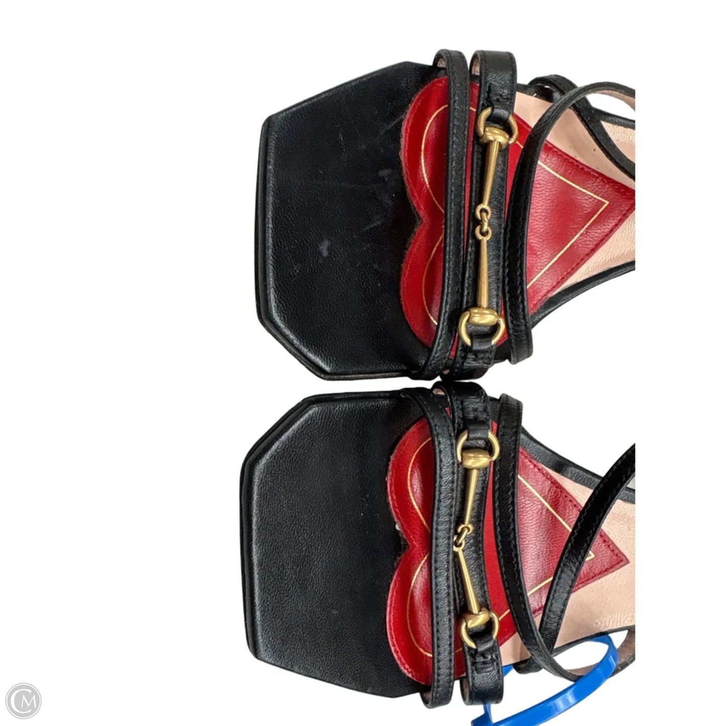 Shoes Luxury Designer By Gucci In Black & Red, Size: 6.5