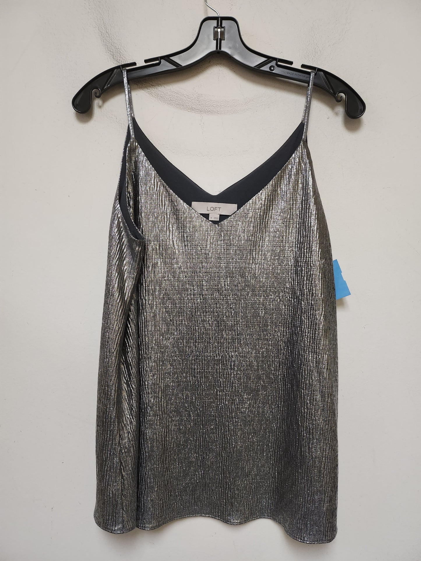 Top Sleeveless By Loft In Silver, Size: M