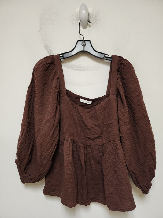 Top Long Sleeve By Clothes Mentor In Brown, Size: M