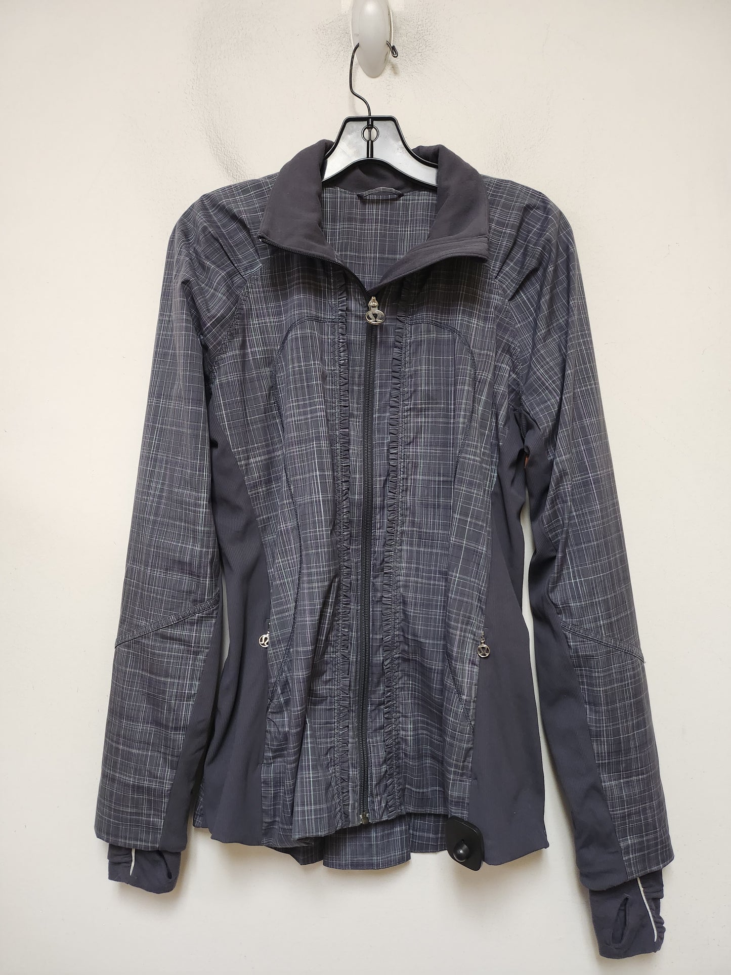 Athletic Jacket By Lululemon In Plaid Pattern, Size: M