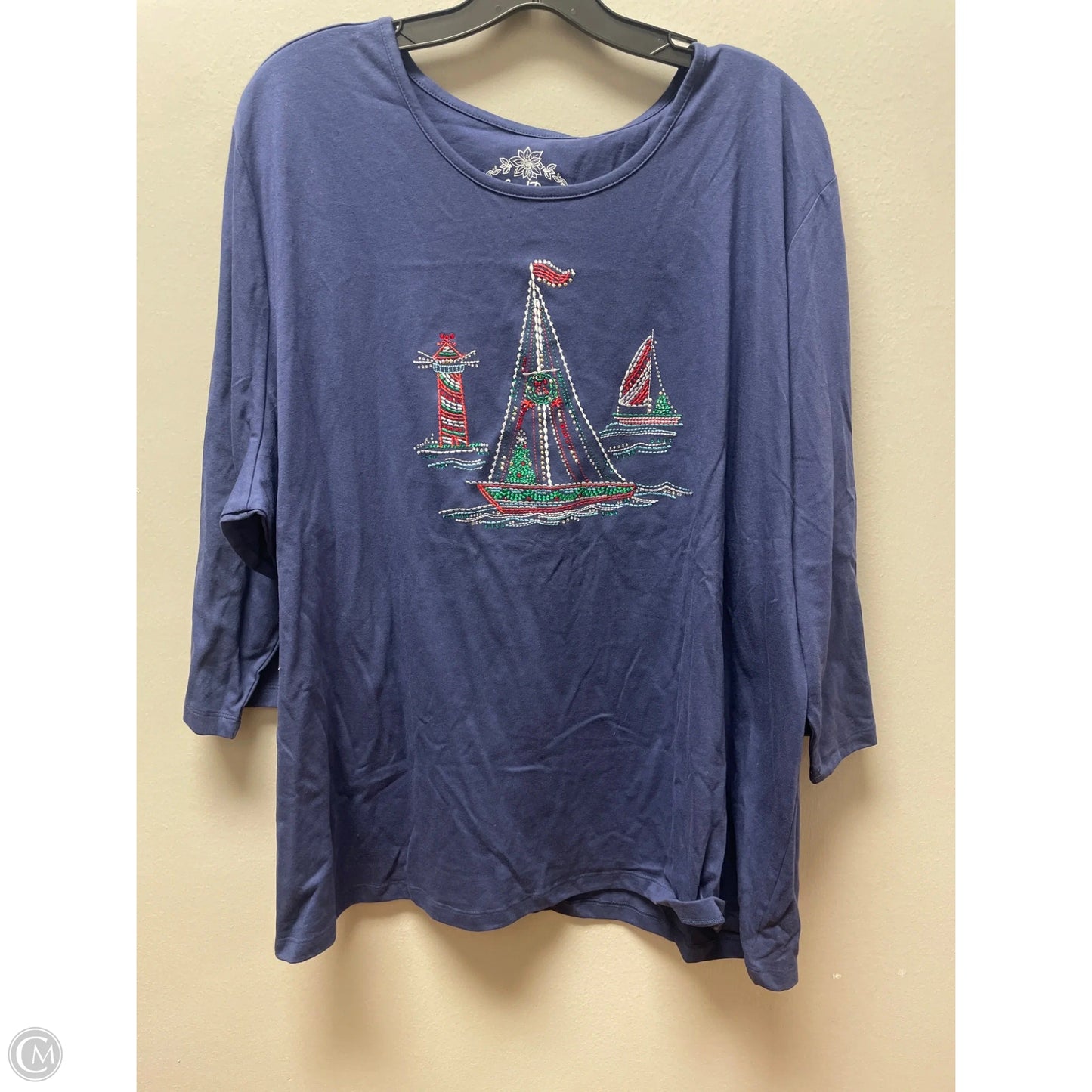 Top Short Sleeve Basic By Coral Bay In Blue, Size: 3x