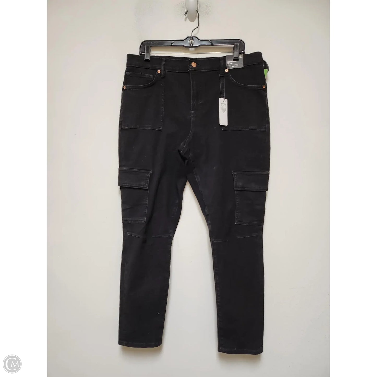 Jeans Straight By Express In Black Denim, Size: 16