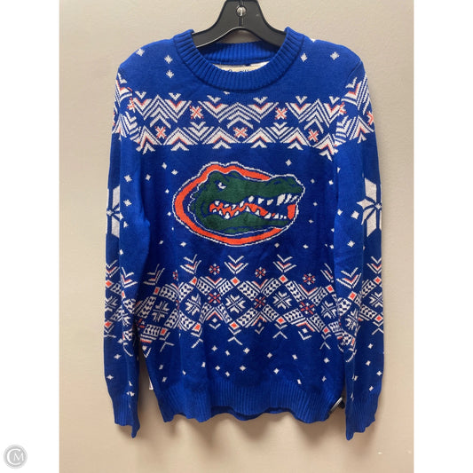 Sweater By Clothes Mentor In Blue & White, Size: M