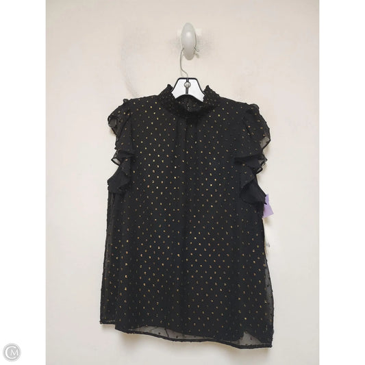 Top Sleeveless By Cece In Black & Gold, Size: L