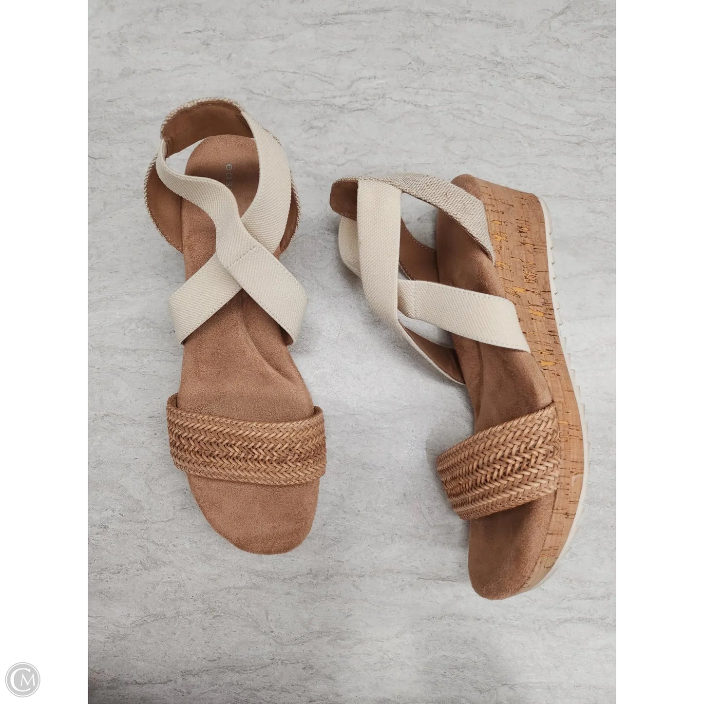 Sandals Heels Wedge By Easy Spirit In Tan, Size: 8