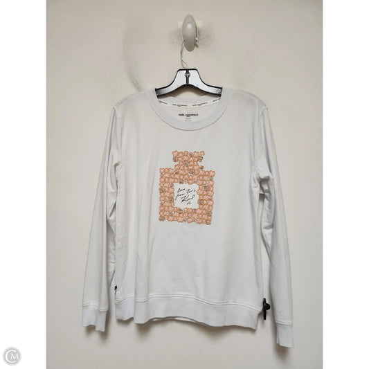 Top Long Sleeve Designer By Karl Lagerfeld In White, Size: S