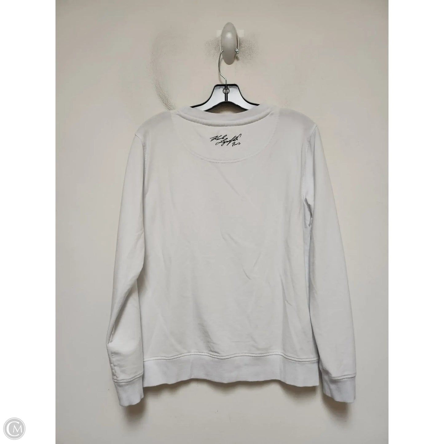 Top Long Sleeve Designer By Karl Lagerfeld In White, Size: S