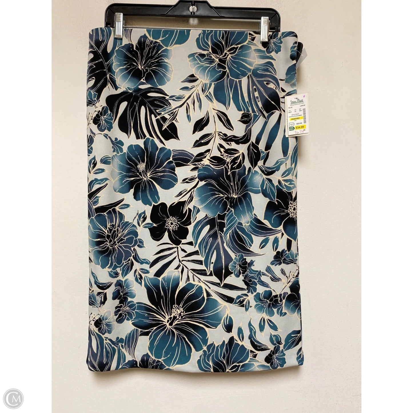 Skirt Midi By Eci In Blue & Tan, Size: 12