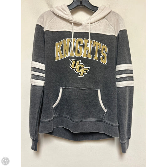 Sweatshirt Hoodie By Clothes Mentor In Grey & White, Size: S