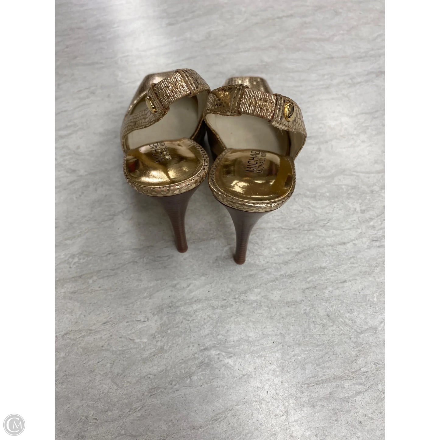 Sandals Heels Stiletto By Michael By Michael Kors In Gold, Size: 8