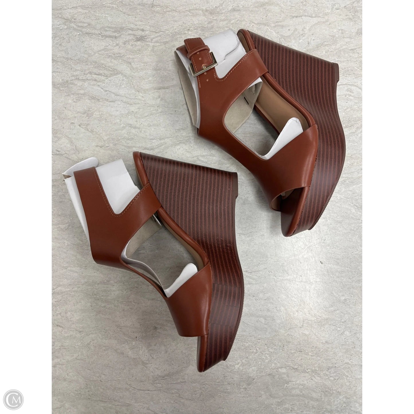 Sandals Heels Wedge By Inc In Brown, Size: 6.5