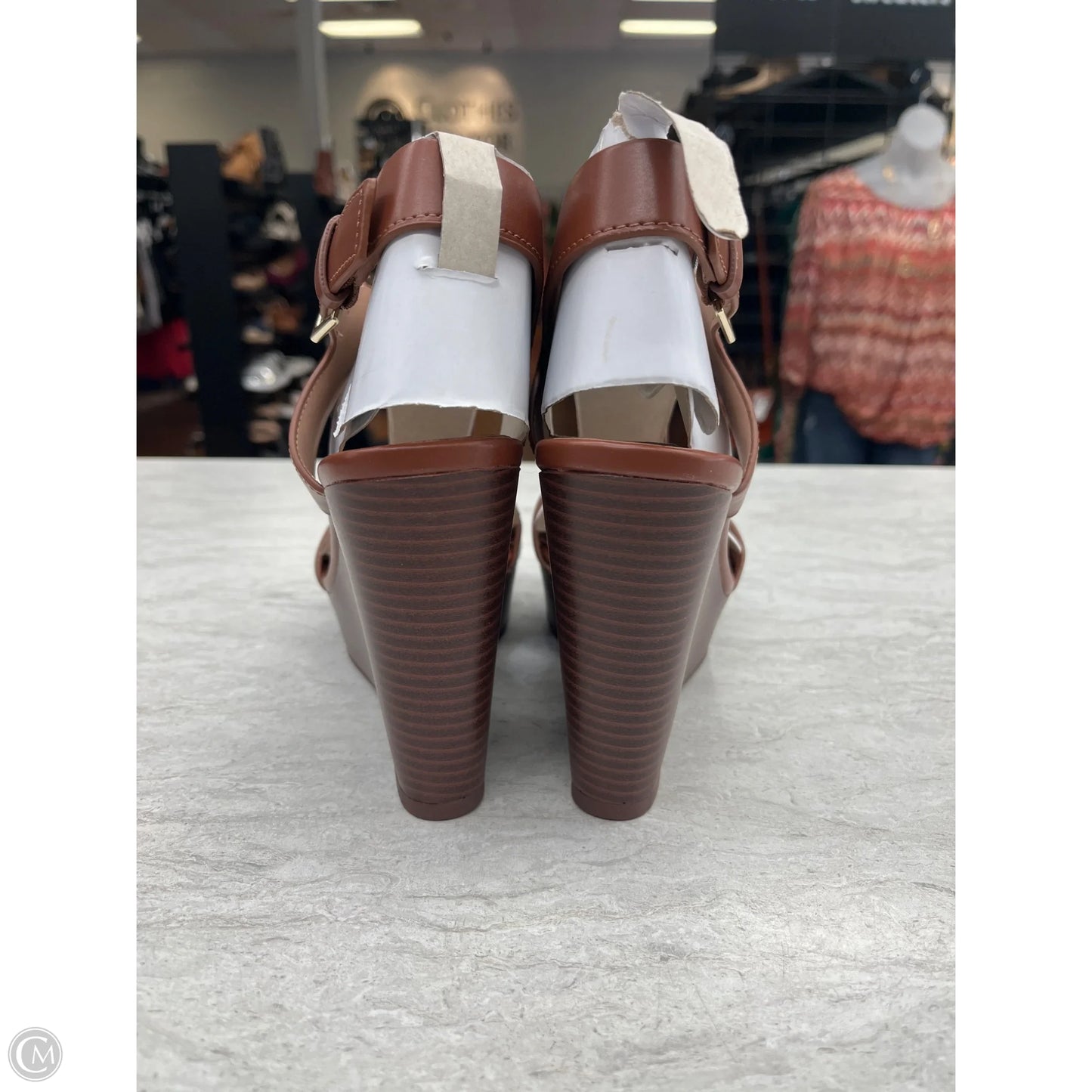 Sandals Heels Wedge By Inc In Brown, Size: 6.5