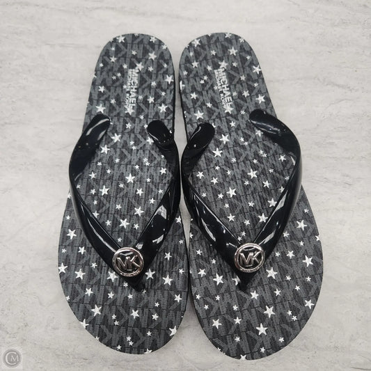 Sandals Designer By Michael Kors In Black & Silver, Size: 7