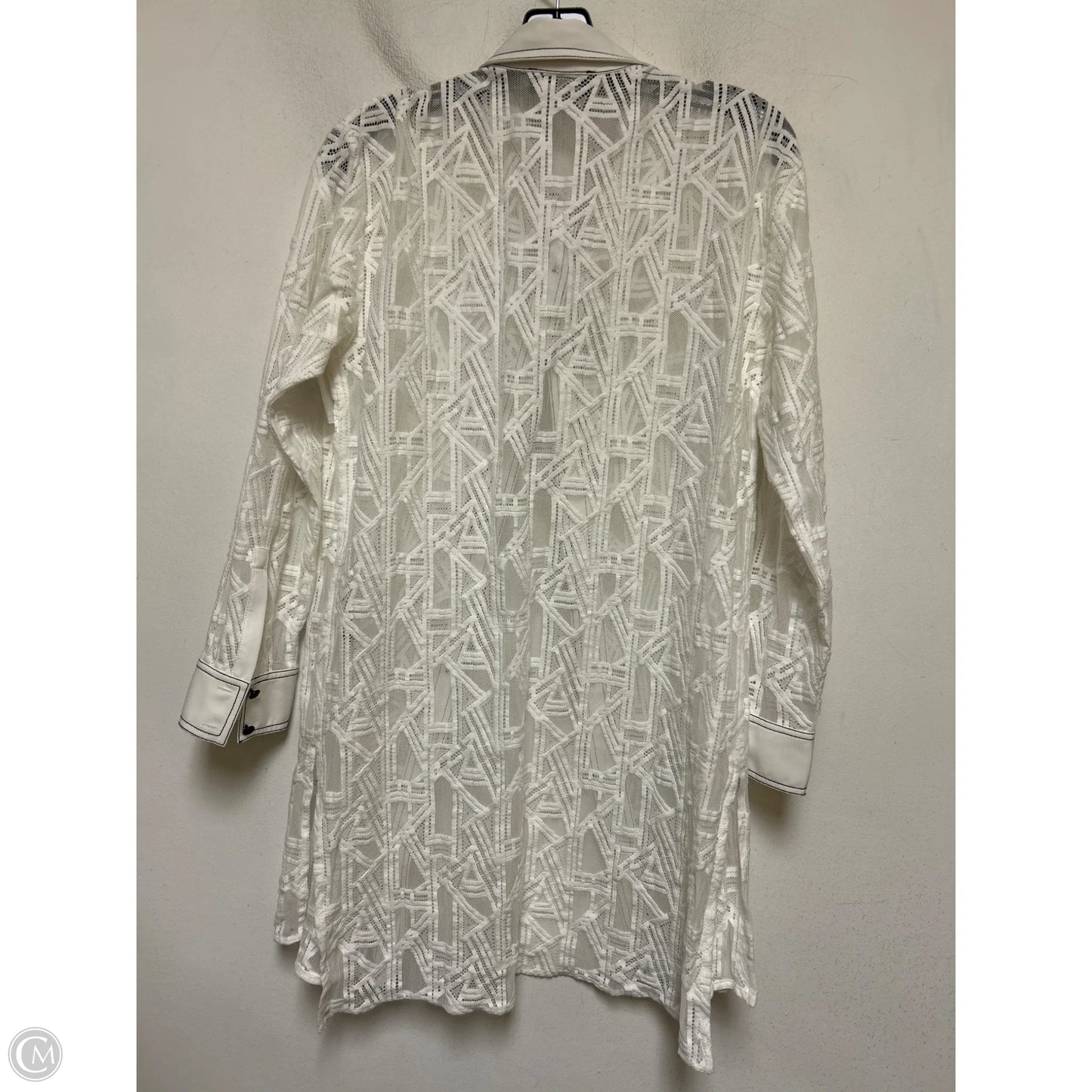 Top Long Sleeve Designer By Karl Lagerfeld In White, Size: S