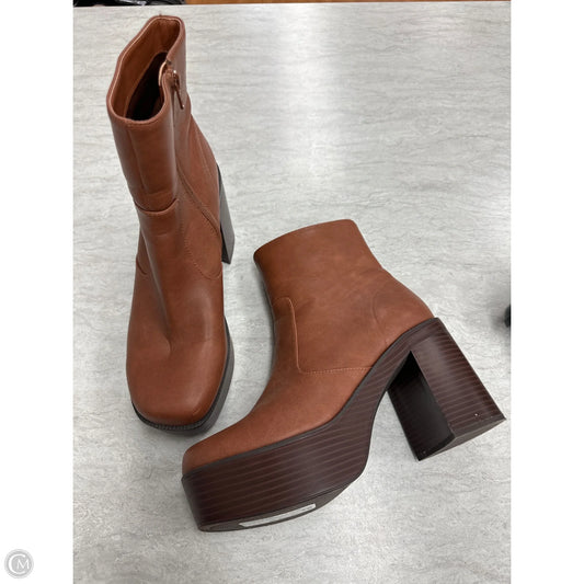 Boots Ankle Heels By Madden Girl In Brown, Size: 9.5