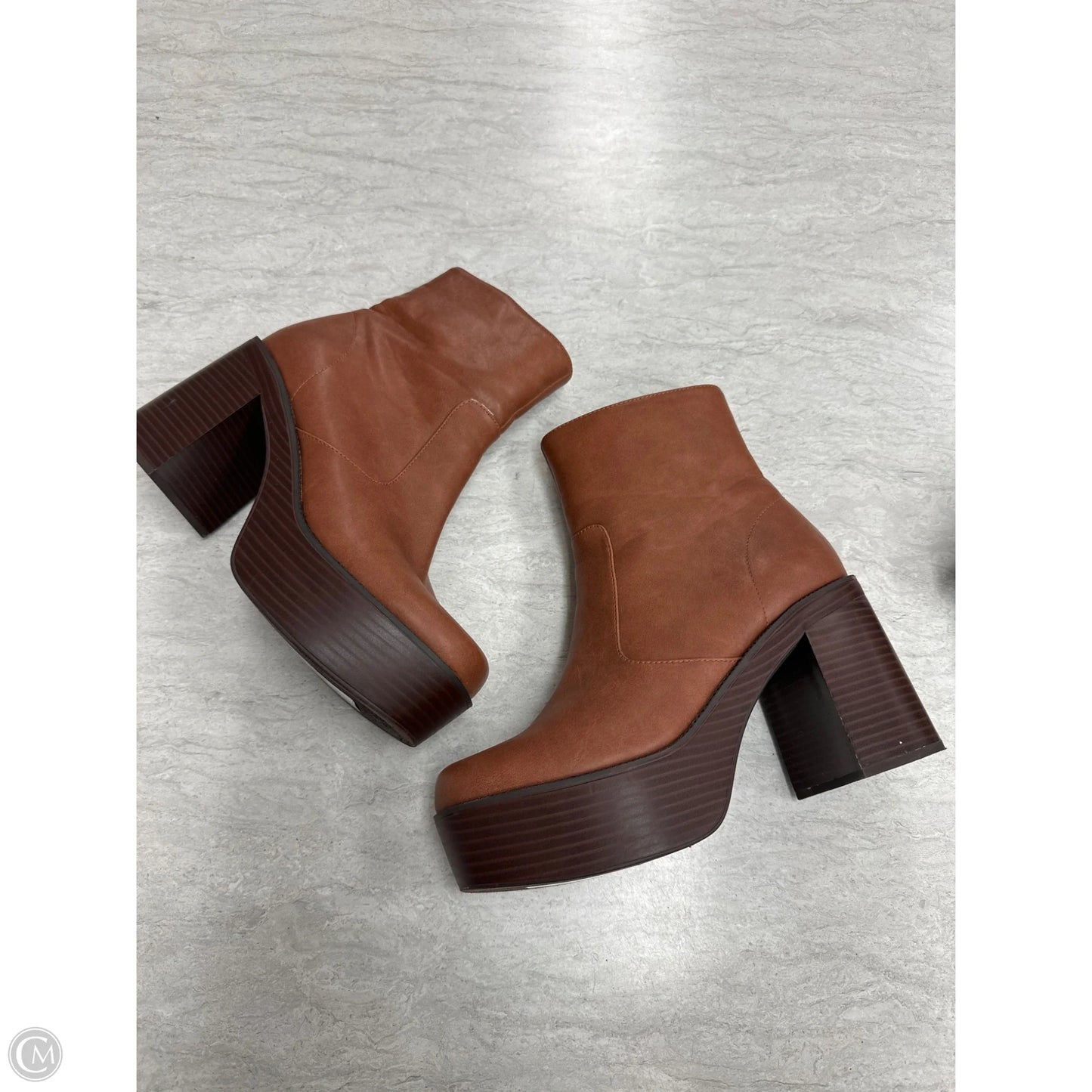 Boots Ankle Heels By Madden Girl In Brown, Size: 9.5