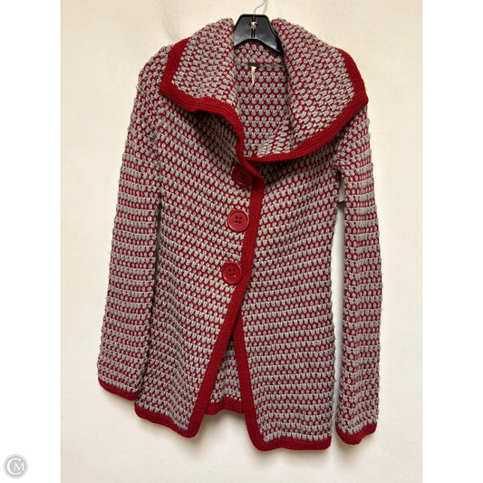 Sweater Cardigan By Free People In Grey & Red, Size: S
