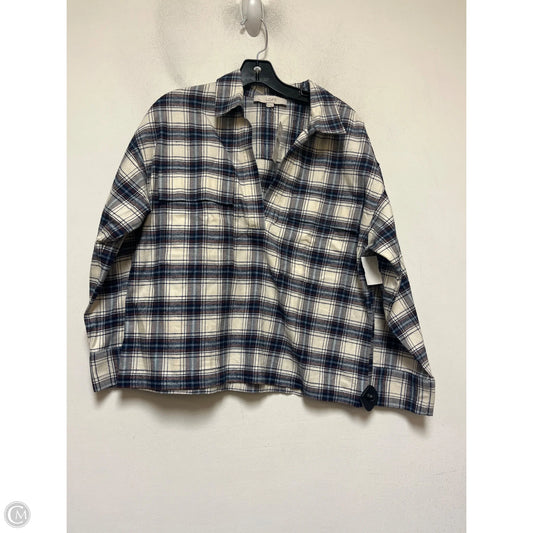 Top Long Sleeve By Loft In Plaid Pattern, Size: M