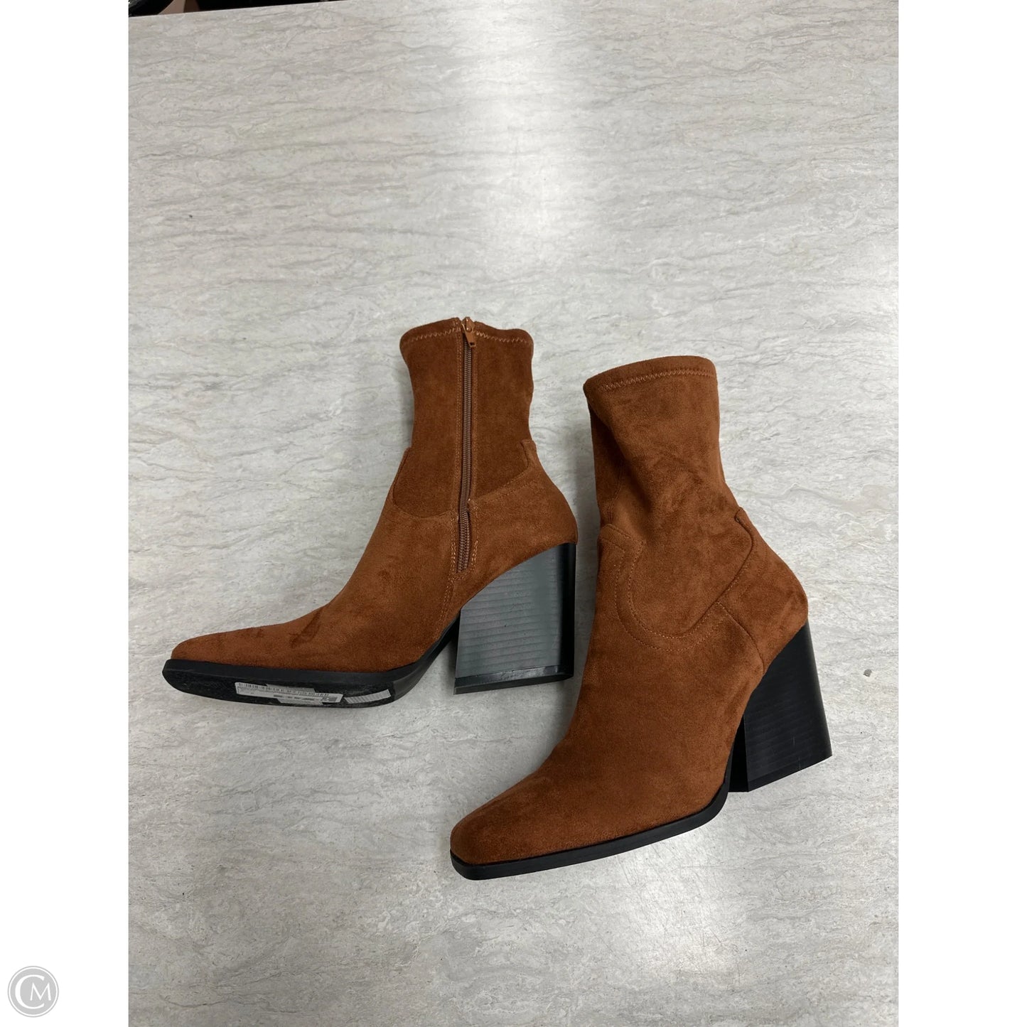 Boots Ankle Heels By Forever 21 In Brown, Size: 8