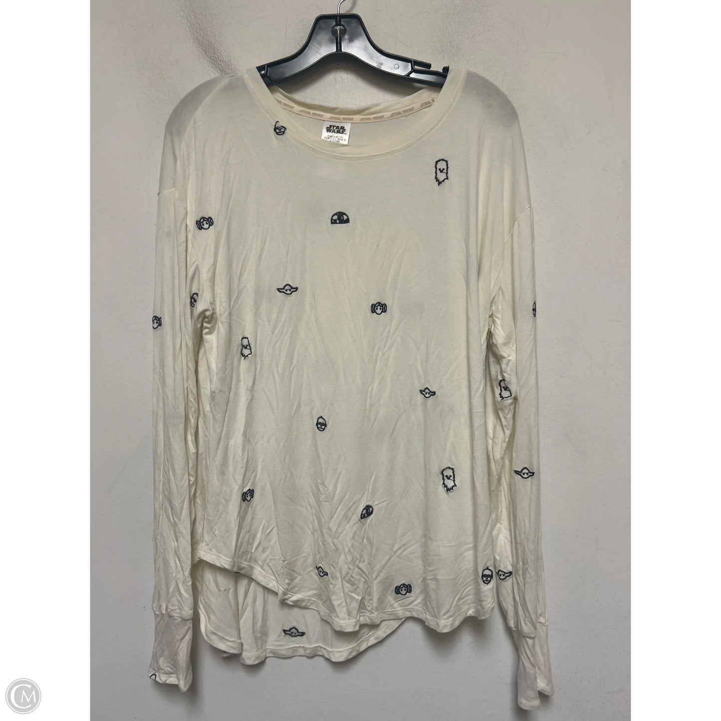 Top Long Sleeve By Disney In Black & Cream, Size: L