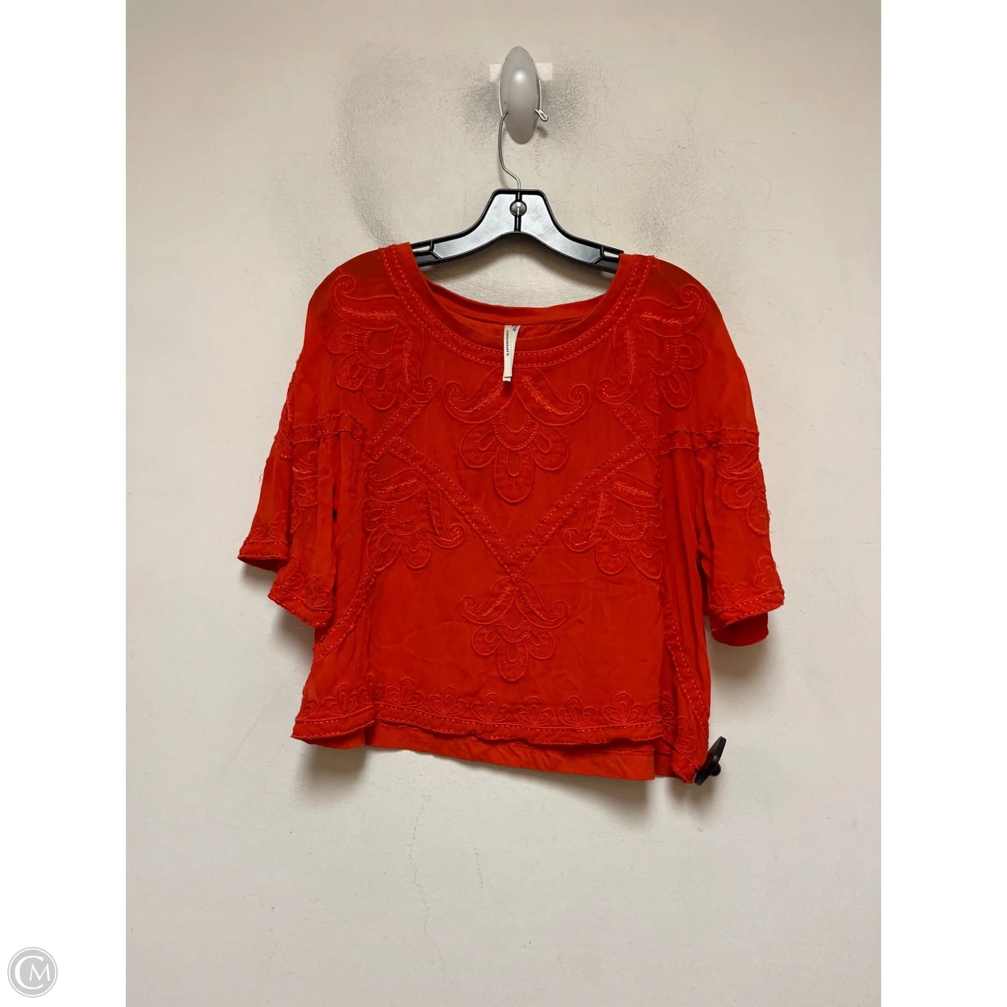 Top Short Sleeve By Anthropologie In Red, Size: M
