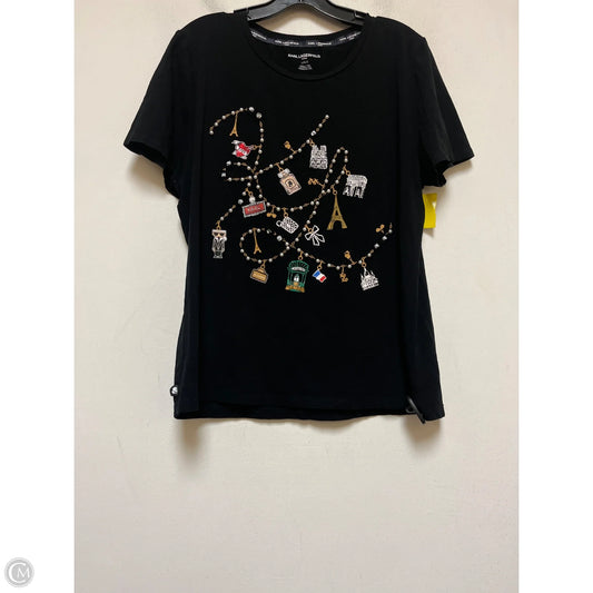 Top Short Sleeve Designer By Karl Lagerfeld In Black, Size: L