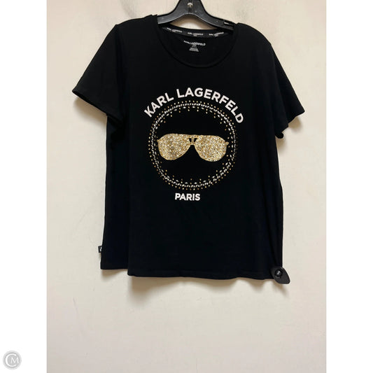 Top Short Sleeve Designer By Karl Lagerfeld In Black, Size: L