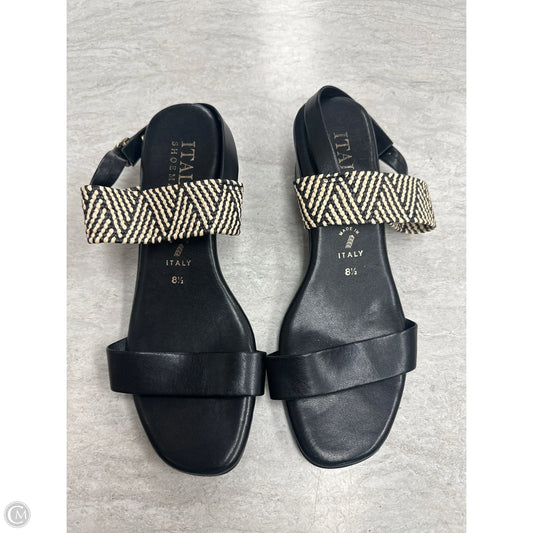 Sandals Heels Block By Italian Shoemakers In Black & Tan, Size: 8.5