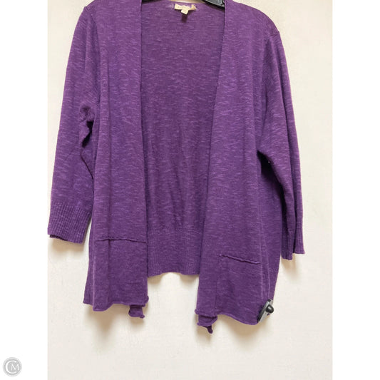 Sweater Cardigan By Eileen Fisher In Purple, Size: L