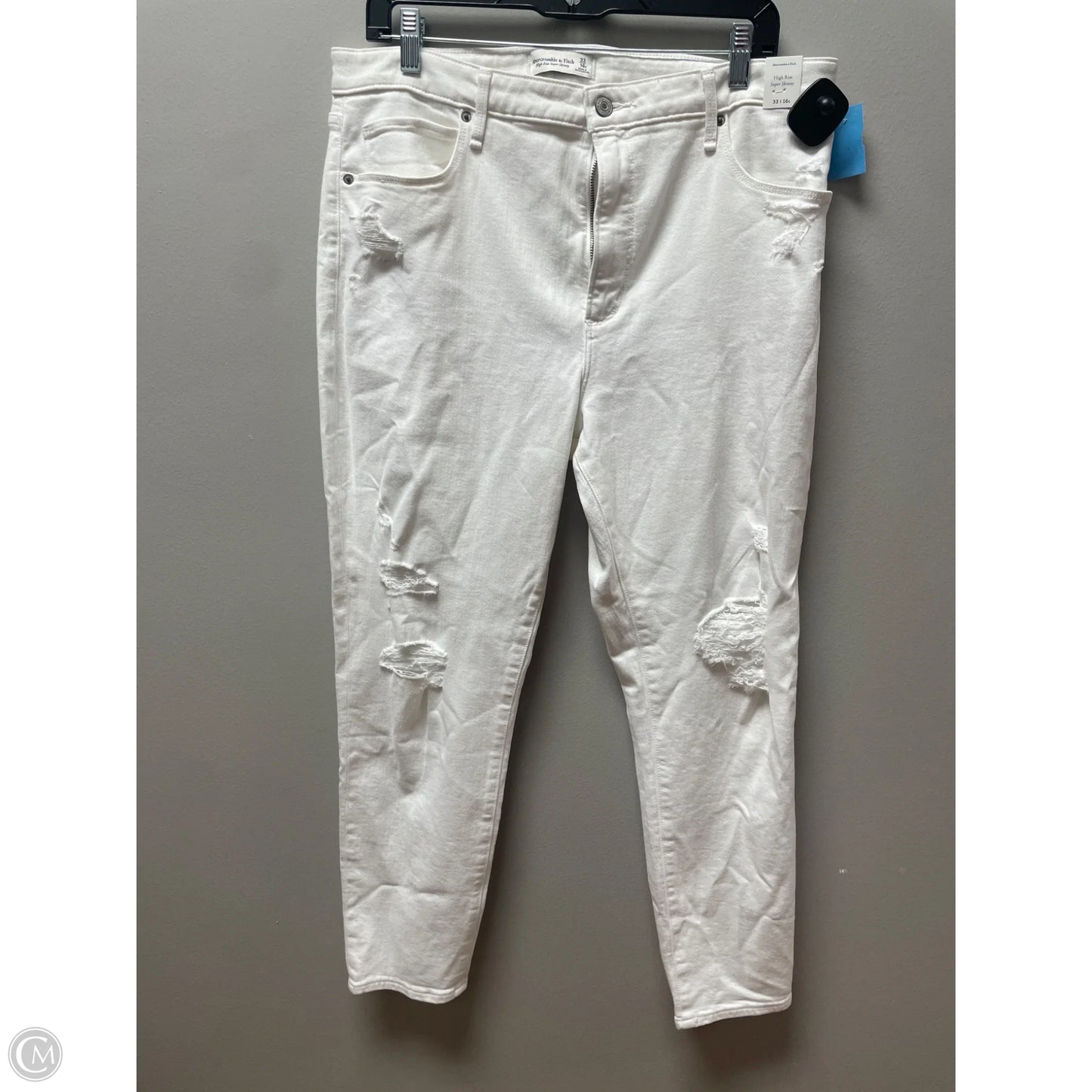 Jeans Skinny By Abercrombie And Fitch In White Denim, Size: 16