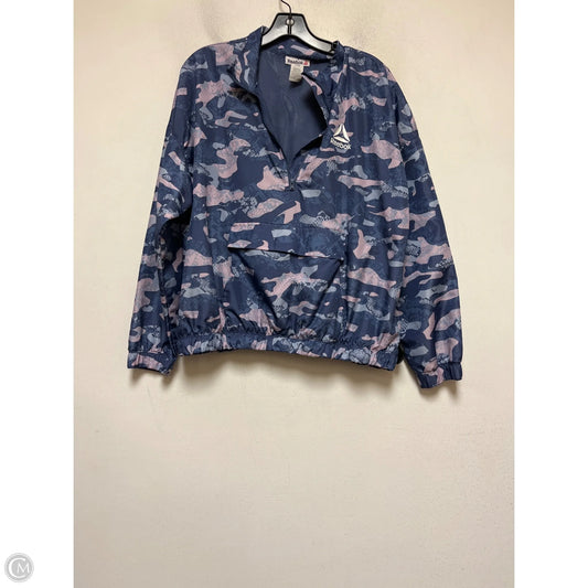 Athletic Jacket By Reebok In Blue & Pink, Size: L