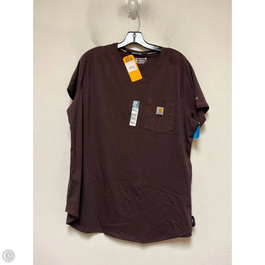 Athletic Top Short Sleeve By Carhartt In Brown, Size: Xl