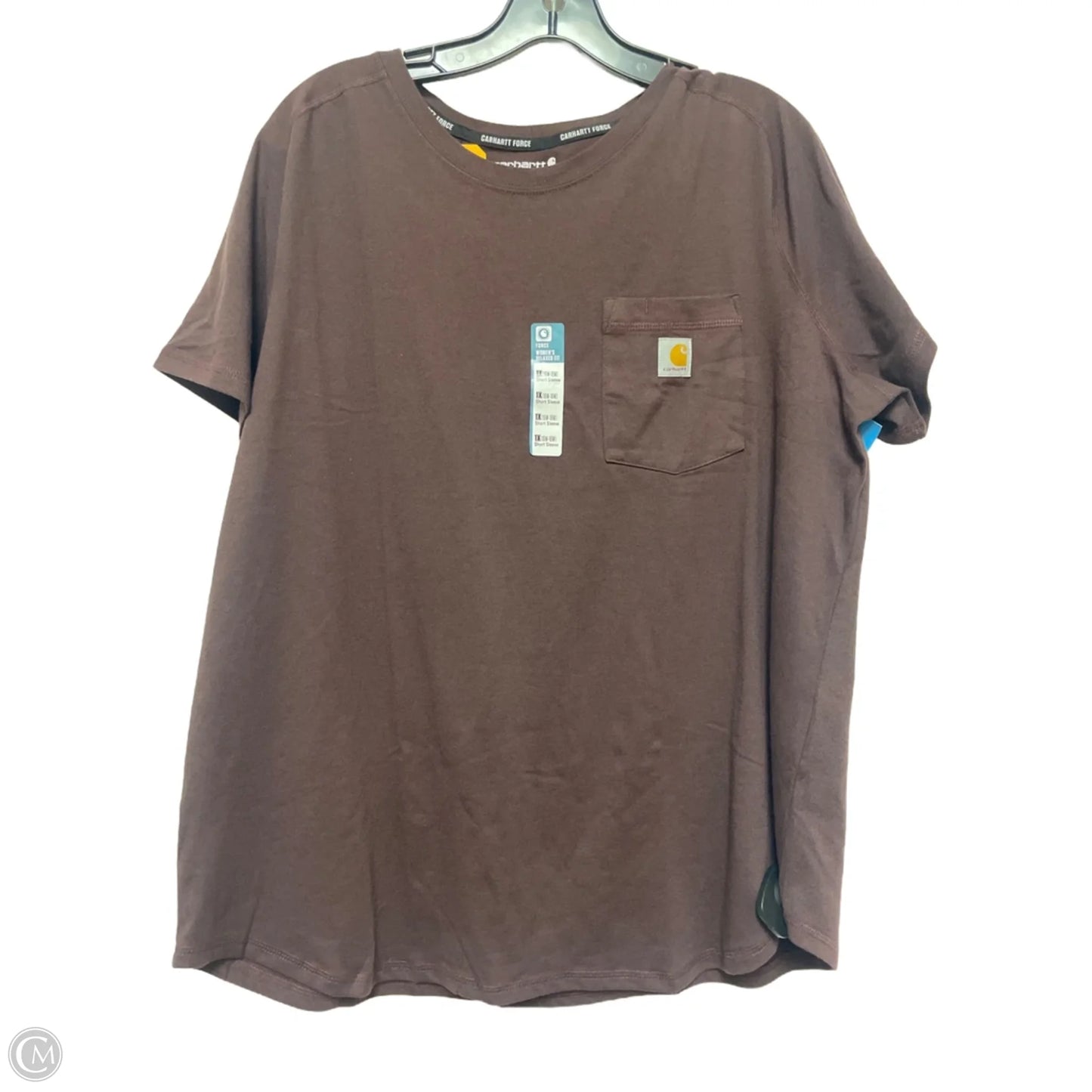 Athletic Top Short Sleeve By Carhartt In Brown, Size: Xl