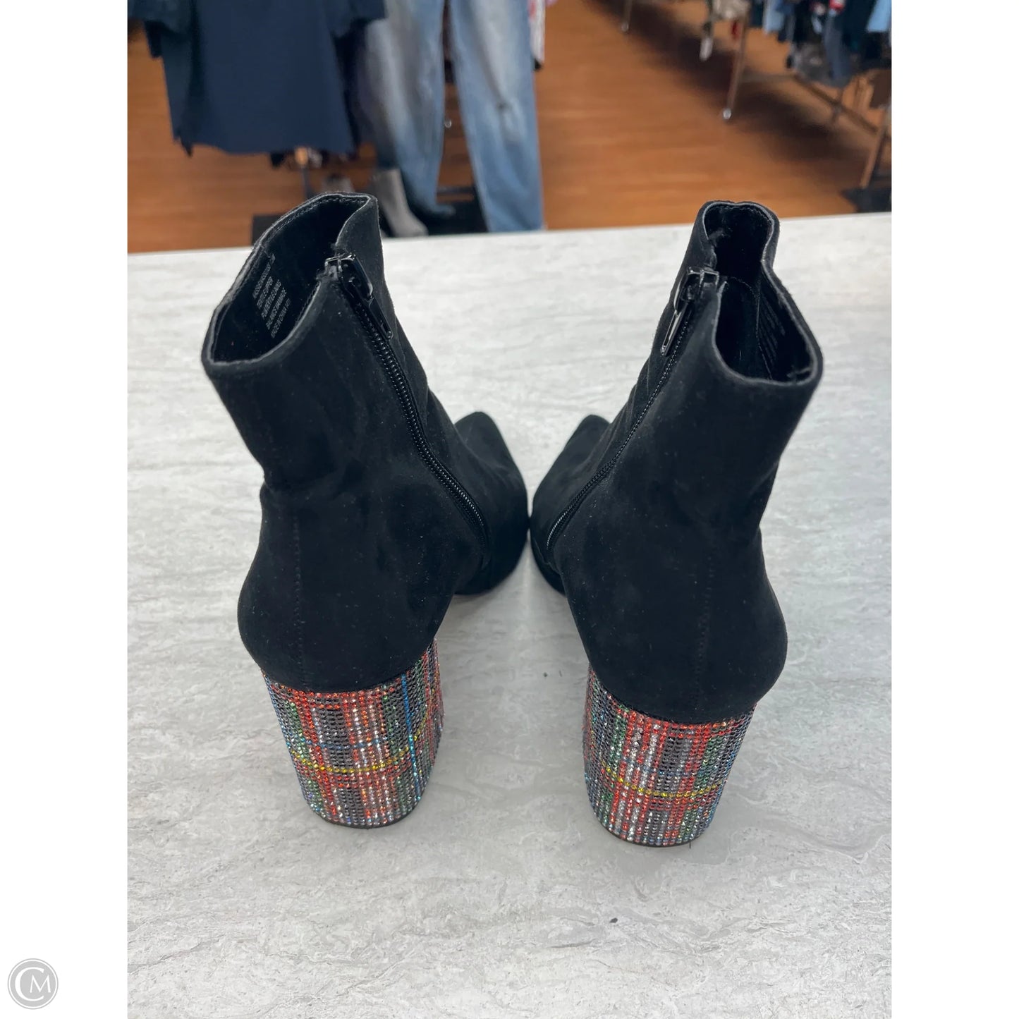 Boots Ankle Heels By Betsey Johnson In Black, Size: 7.5